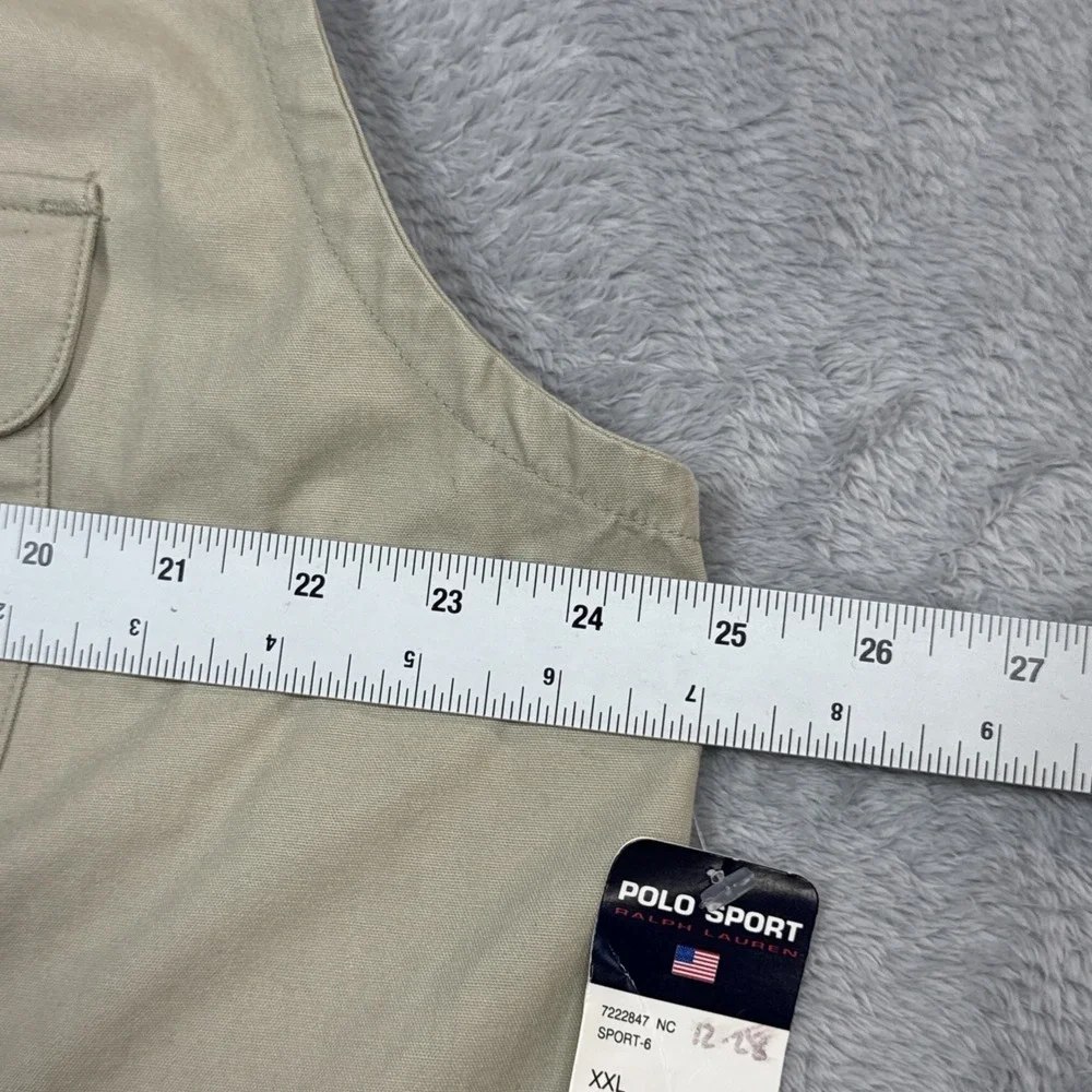 Vintage Polo Sport Sportsman Vest Men XXL Tan Utility Fishing